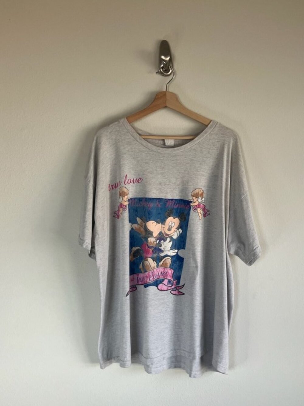Vintage 90's Mickey‎ & Minnie True Love with Angels Grey Tee Size X-Large